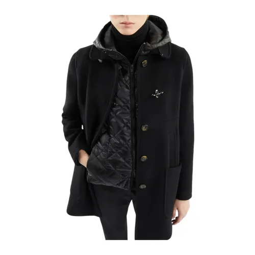 Black Wool Cashmere Coat - Fay - Modalova