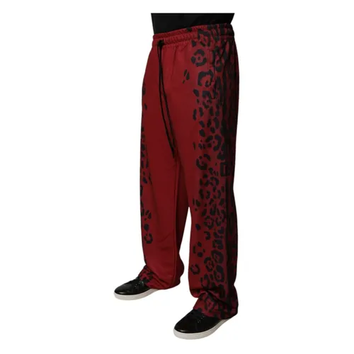 Leopard Print Polyester Jogger Pants - Dolce & Gabbana - Modalova