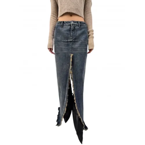 Denim Sliced Skirt - Rick Owens - Modalova