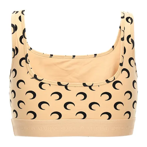 Moon Printed Jersey Cropped Top - Marine Serre - Modalova