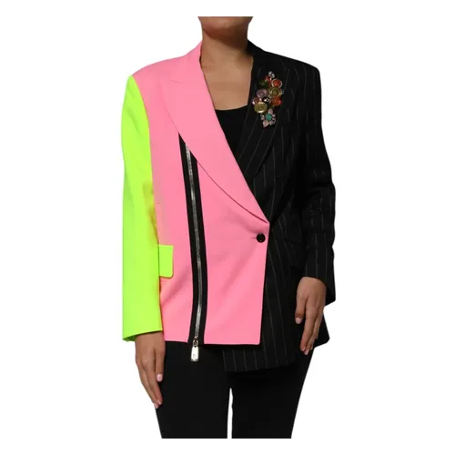 Patchwork Embellished Coat Jacket - Dolce & Gabbana - Modalova