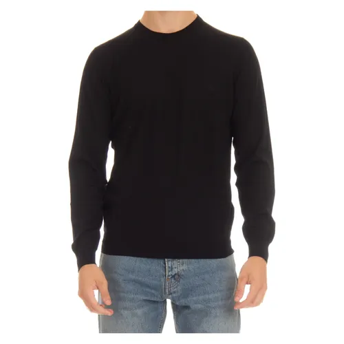 Black Crewneck Wool Sweater - Barba - Modalova