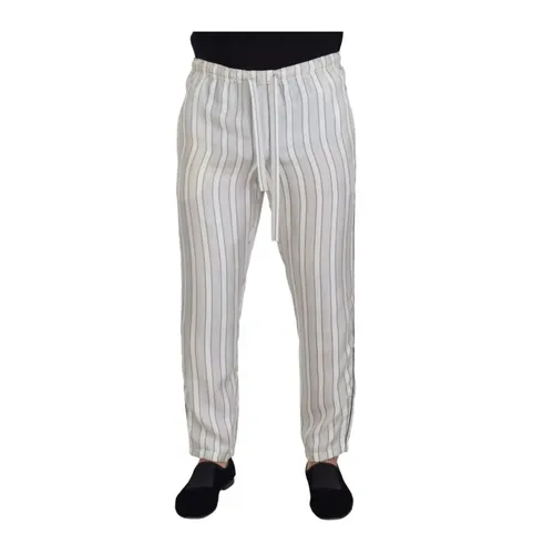 White Stripes Silk Lounge Trouser Pants - Dolce & Gabbana - Modalova