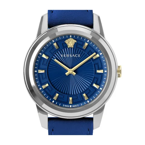 Greca Leather Bracelet Watch with Studs - Versace - Modalova