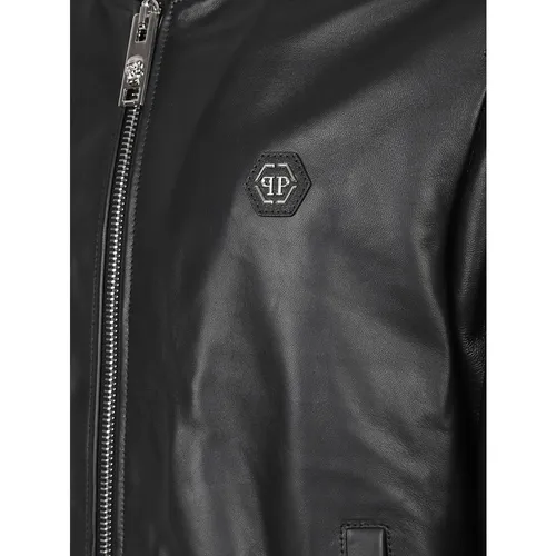 Billy Leather Bomber Jacket - Philipp Plein - Modalova