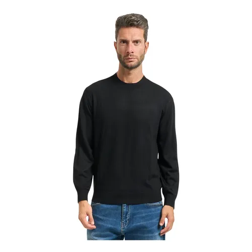 Black Wool Blend Crew Neck Sweater - Armani Exchange - Modalova