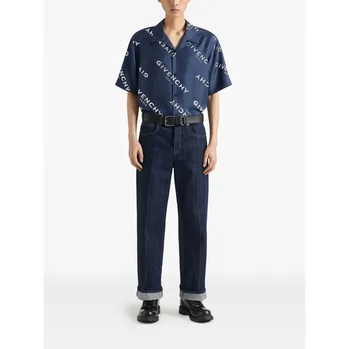 Blue Silk Hawaiian Collar Shirt - Givenchy - Modalova
