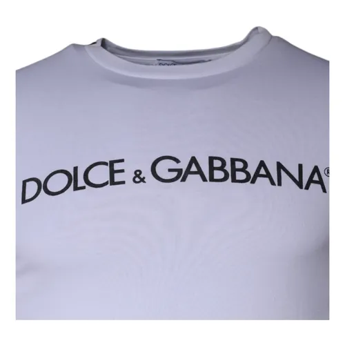 White Logo Print Crew Neck T-shirt - Dolce & Gabbana - Modalova