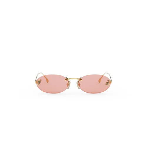 Crystal Gold Oval Sunglasses - Fendi - Modalova