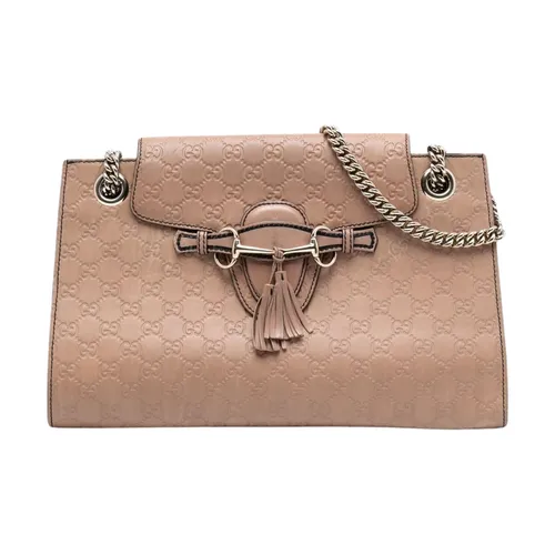 Pre-owned Embossed Leather Shoulder Bag - Gucci Vintage - Modalova