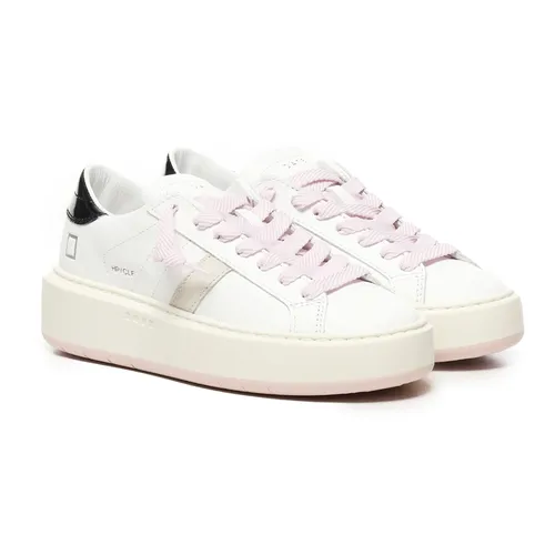 White Leather Sneakers Platform Sole - D.a.t.e. - Modalova