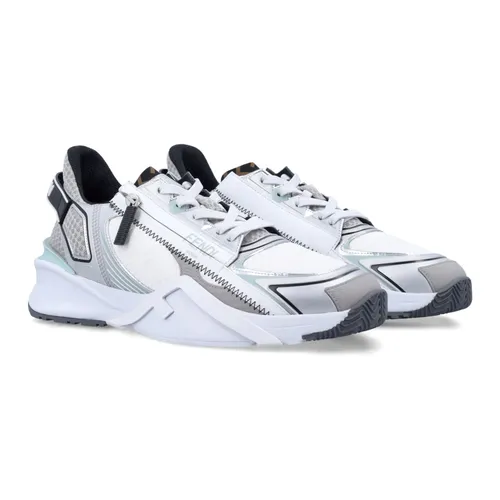Silver Sneakers with Mesh Upper - Fendi - Modalova