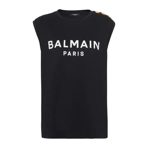 Cotton T-shirt with logo print - Balmain - Modalova
