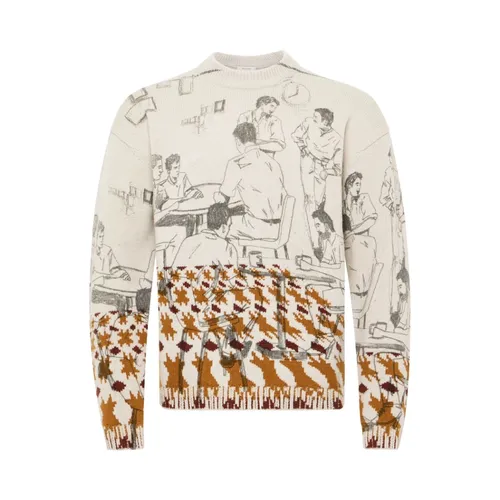 Dove Grey Houndstooth Crew Neck Sweater - JW Anderson - Modalova