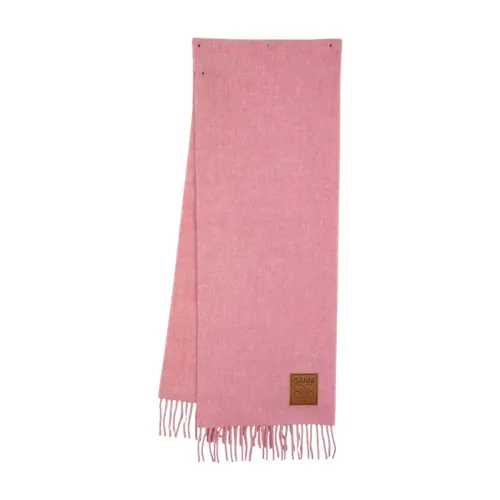Pink Wool Double Face Solid Scarf - Ganni - Modalova
