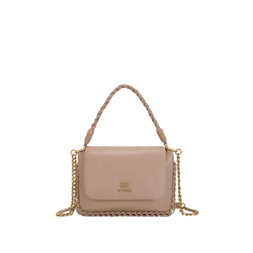 Beige Leather Shoulder Bag with Tassels - La Carrie - Modalova