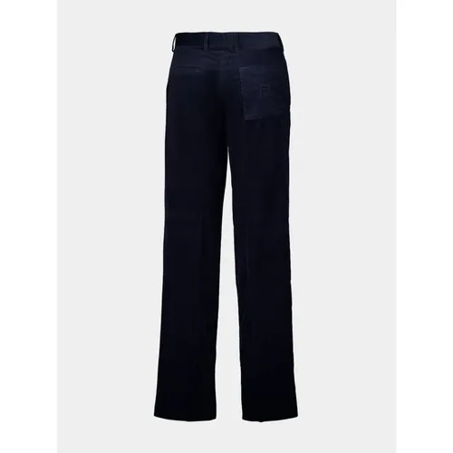 Dark Blue Corduroy Trousers - Fendi - Modalova