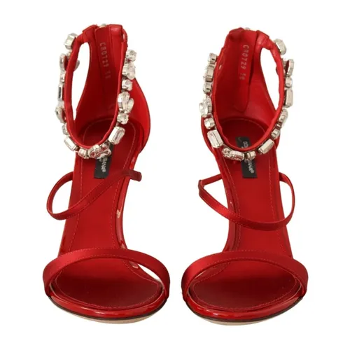 Red Crystal Sandals - Dolce & Gabbana - Modalova