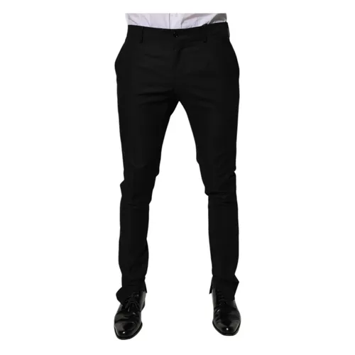 Black Virgin Wool Skinny Dress Pants - Dolce & Gabbana - Modalova