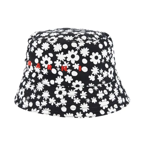 Black and White Pop Fields Bucket Hat - Marni - Modalova
