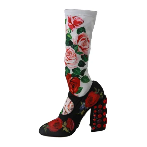 Floral Embellished Socks Boots - Dolce & Gabbana - Modalova