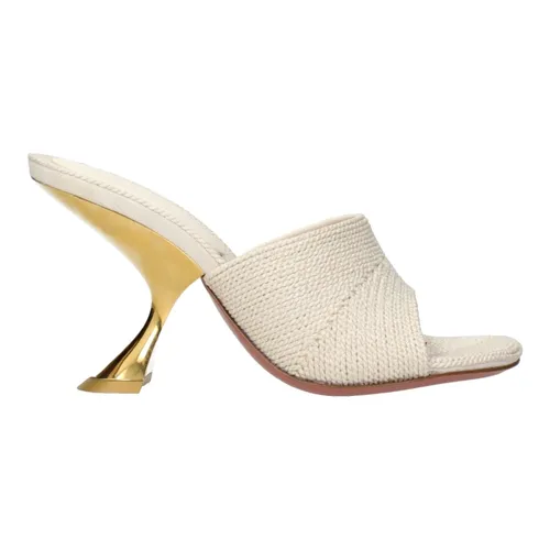 Beige Fabric Sandals - Amina Muaddi - Modalova