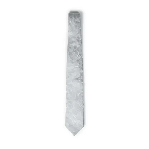 Corbata de Seda Gris de Lujo con Patrón de Cachemira - Franzese Collection - Modalova