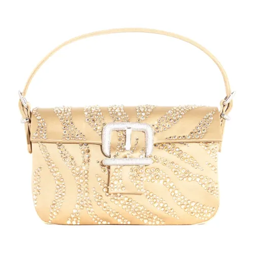 Satin Ramage Beige Crystal Bag - Gedebe - Modalova
