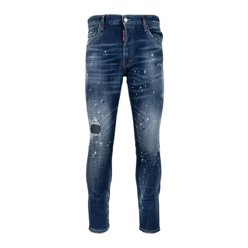 Men's Button Jeans with Leather Patch - Dsquared2 - Modalova