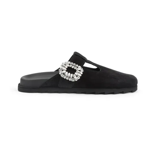 Luxury Black Slippers with Crystals - Roger Vivier - Modalova