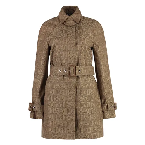Cotton Blend Trench Coat - Versace - Modalova