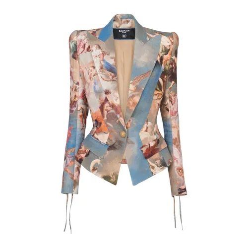 Slim-fit Sky printed canvas jacket - Balmain - Modalova