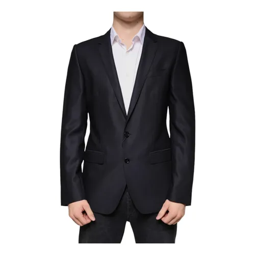 Black Wool Blazer with Two Buttons - Dolce & Gabbana - Modalova