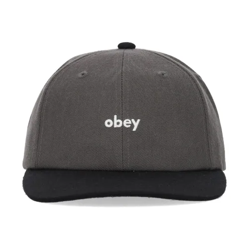 Curved Visor Snapback Cap Dark Gray - Obey - Modalova