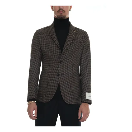 Houndstooth Slim Fit Wool Jacket - Paoloni - Modalova