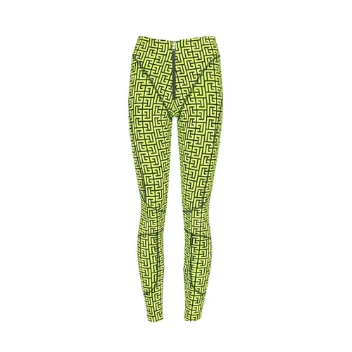 Monogrammed Compression Legging with Zipper - Balmain - Modalova