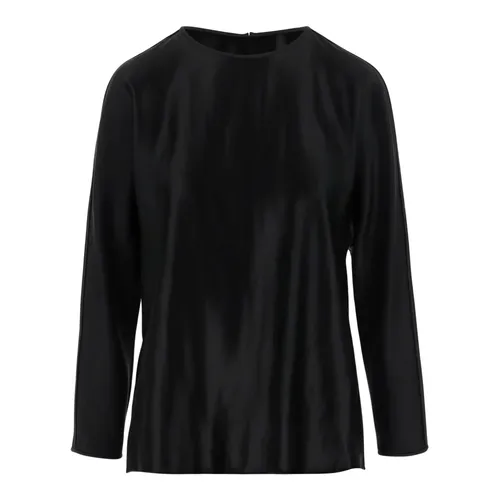 Silk Shiny Effect Crew Neck Sweater - Giorgio Armani - Modalova