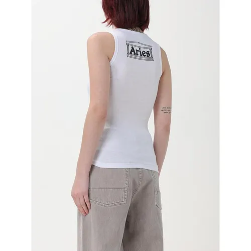 White Ribbed Tank Top - Aries - Modalova