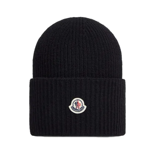 Wool Beanie with Logo Detail - Moncler - Modalova