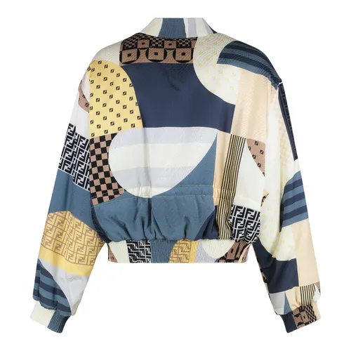 Reversible Satin Bomber Jacket Patchwork Style - Fendi - Modalova