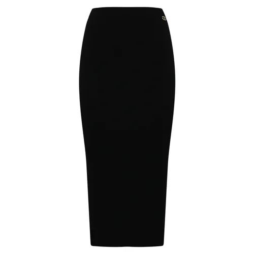 Ribbed Black Viscose Skirt - Twinset - Modalova