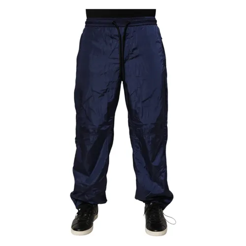 Blue Nylon Straight Jogger Sweatpants - Dolce & Gabbana - Modalova