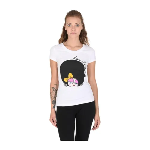 White Graphic Tee Crew Neck Top - Love Moschino - Modalova