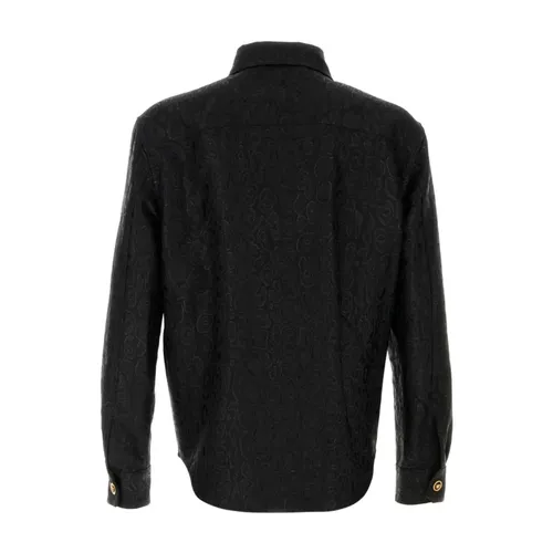 Black Leopard Pattern Coat - Versace - Modalova