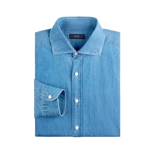 Washed Denim Shirt - Fay - Modalova