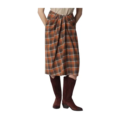 Draped Tartan Skirt - 6397 - Modalova