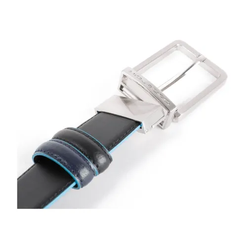 Reversible Black Leather Belt - Piquadro - Modalova
