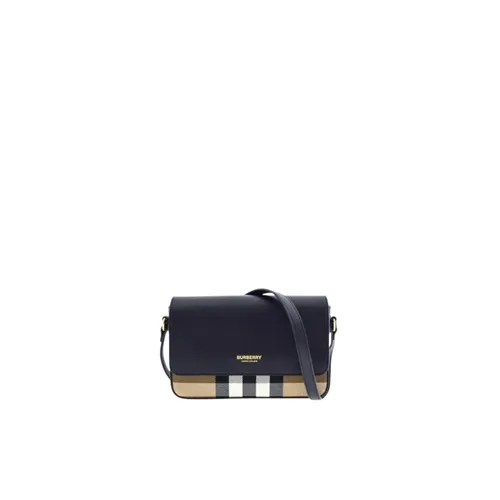 Borsa compatta House Check in Nero - Burberry - Modalova