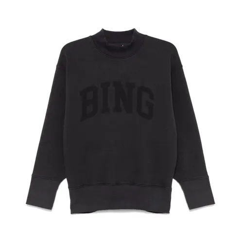 Black Jersey Sweatshirt with Logo Print - Anine Bing - Modalova