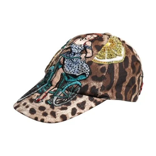 Leopard Sequin Baseball Cap with Silk Lining - Dolce & Gabbana - Modalova